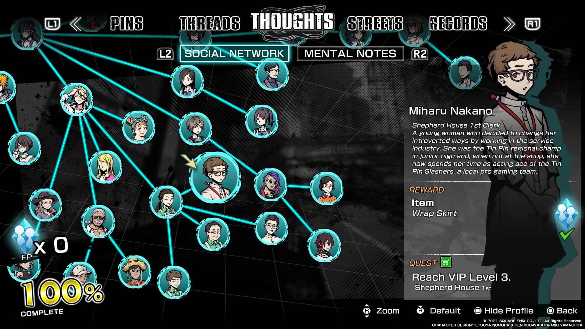 Screenshot of Miharu Nakano on NTWEWY's social network